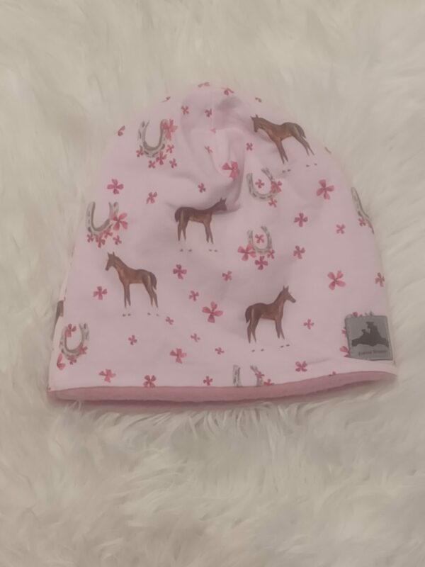 Wintermütze mit Fleecefutter Pferd rosa