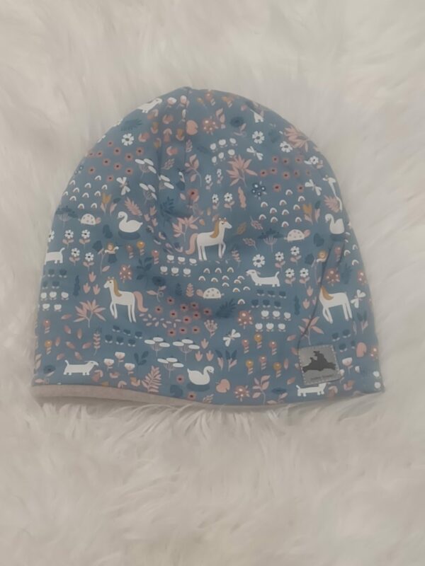 Wintermütze mit Fleecefutter Pferd blau