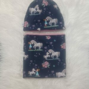 Wintermütze und Loop mit Warmfutter Pferd
