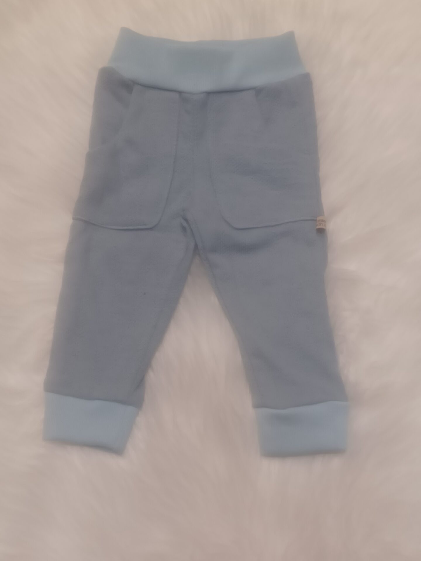 Hose Strick blau mit Bündchen