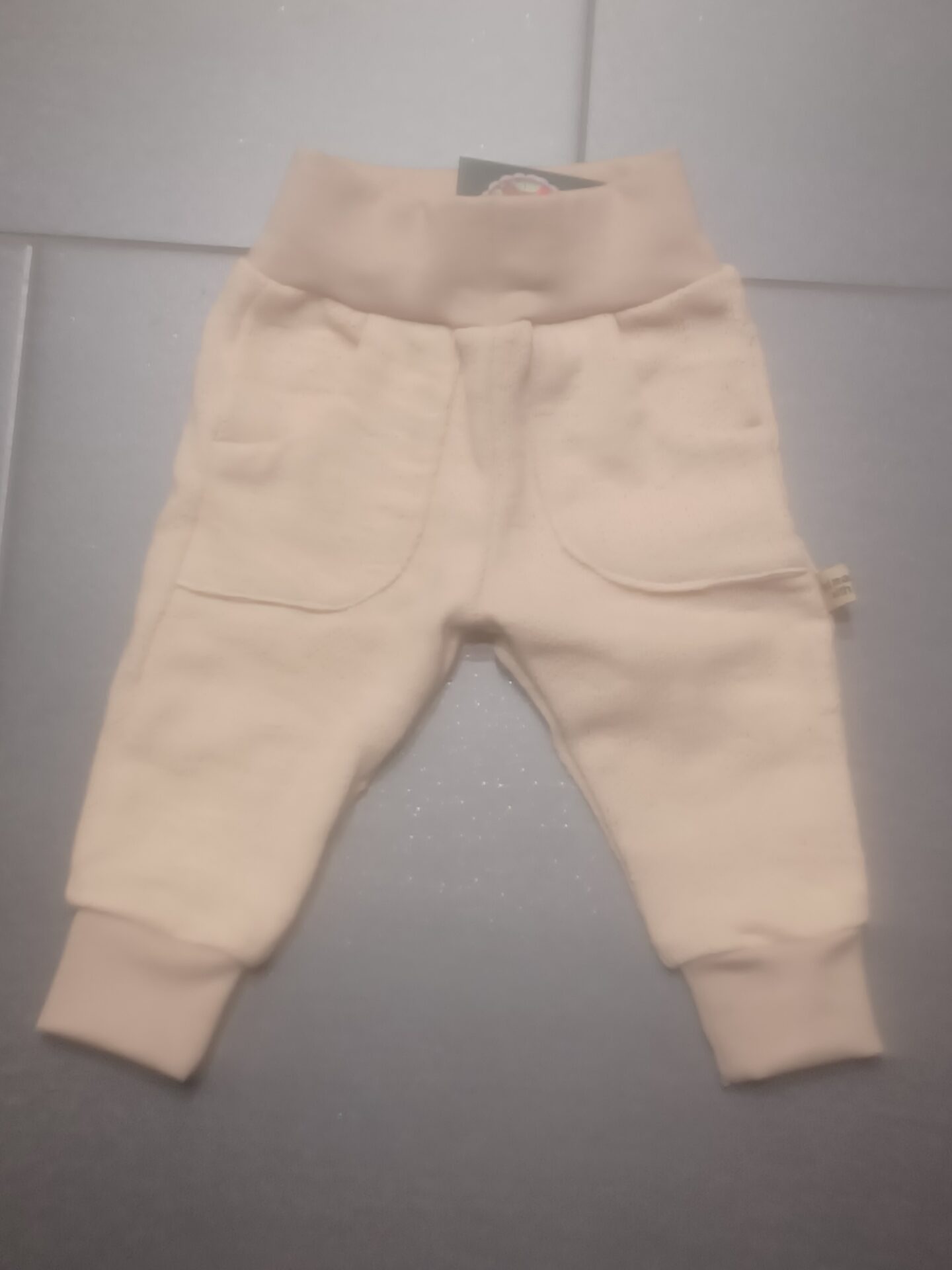 Hose Strick beige mit Bündchen